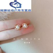 山頭林村銀耳環(huán)9999女韓國淡水珍珠耳環(huán)女復古法式優(yōu)雅銀針氣質(zhì)感 花朵珍珠耳釘銀針