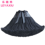 樂(lè )雅秀洛麗塔小奶糕lolita軟妹無(wú)骨暴力云朵軟紗裙蓬蓬裙撐漢服花嫁內襯 黑色 均碼 40cm建議90-120斤可穿