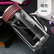 哈爾斯（HAERS）茶水分離雙層保溫杯帶蓋耐熱隔熱男女泡茶杯家用便攜玻璃水杯子 400ml紫蘇色-手柄款 400ml 0只