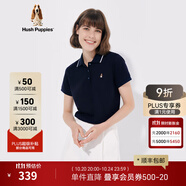 暇步士（Hush Puppies）女裝夏季純棉簡約短袖Polo衫 196深藍(lán) S