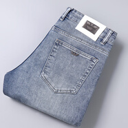 AX阿瑪尼奇阿瑪尼亞高端輕奢牛仔褲男款修身彈力純棉小腳褲子 2080淺藍-2140 32 【2.5尺】