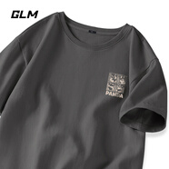 GLM男生短袖t恤純棉半袖上衣夏季正肩設(shè)計(jì)感潮牌體恤