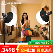  金貝補(bǔ)光燈JL-160BI雙色溫?cái)z影燈播間燈光拍攝常亮燈影棚器材 雙燈套JL-160BI+65球形柔光罩