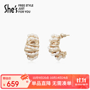 She's茜子環(huán)形小米珠耳環(huán)氣質(zhì)女士耳釘時(shí)尚耳飾生日禮物