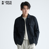 利郎【牛仔提花】夾克男暗肌理休閑時(shí)尚翻領(lǐng)牛仔外套黑色175
