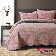 RSRDDY美式出口全棉床蓋三件套韓國水洗絎縫被歐式夾棉純棉床單床品 木百合粉紅密絎 床蓋款 230*250cm+50*70枕套2個(gè)