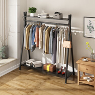室內落地掛衣架北歐衣帽架臥室簡(jiǎn)約多功能收納架家用單桿式晾衣架 加粗長(cháng)120*高165 雙板 黑色