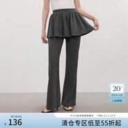 范思藍恩甜辣低腰假兩件裙褲微喇夏季2025新品百褶針織長(cháng)褲2854 深灰色 S
