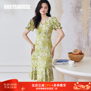 ROEYSHOUSE羅衣新中式中國風(fēng)提花連衣裙夏裝新款氣質(zhì)收腰修身魚尾裙08828 花色 2XL