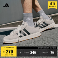 adidas「面包鞋」GRAND COURT BASE 00s休閑低幫板鞋男女阿迪達(dá)斯   奇跡礬土棕/黑色/漢玉白   42.5