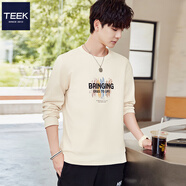 TEEK秋冬季長(cháng)袖t恤男裝上衣服 春秋款青年男士秋衣打底衫圓領(lǐng)休閑體恤 HE2515杏色 L