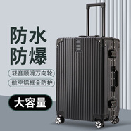 箱君行旅行李箱大容量拉桿箱高顏值旅行箱可騎可坐萬(wàn)向輪輕便密碼箱皮箱子 加厚防摔鋁框【鋼琴黑】 22英寸 【短途旅行箱】