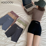 VOEDOOU三分鯊魚(yú)褲女夏薄款高腰收腹提臀大碼瑜伽芭防走光比安全短褲 液體三分-黑色 L碼 105-125斤