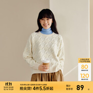 森馬毛衣女冬寬松時尚氣質(zhì)圓領(lǐng)針織衫優(yōu)雅千鳥格套頭衫女裝內(nèi)搭 白色調(diào)00311 L