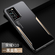 浪翔 華為榮耀x10手機殼金屬刀鋒榮耀X10鋁合金防指紋四角防摔全包鏡頭超薄時(shí)尚男女保護套 黑金【金屬刀鋒榮耀x10】