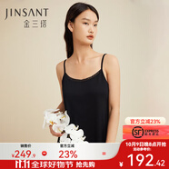 金三塔真絲吊帶睡裙桑蠶絲針織吊帶睡裙打底真絲襯裙YZF3B310 黑色【有花邊】 M (160/84A)