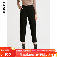 藍(lán)地（LANDI）秋季新款黑色高腰休閑褲女小個(gè)子通勤直筒褲長(zhǎng)褲 黑色 XL