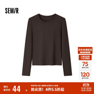 森馬（Semir）長(zhǎng)袖T恤女吸濕發(fā)熱抗菌緊身內(nèi)搭2024圓領(lǐng)抓絨套頭衫109724101007