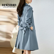 拉倫菲韻高端品牌 風(fēng)衣女中長(cháng)款2025春秋新款韓版收腰顯瘦小個(gè)子大衣外套 藍色 M 【80-100斤】