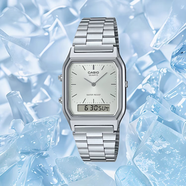 卡西歐（CASIO）復(fù)古小方表鋼帶男女學(xué)生小紅書ins網(wǎng)紅表AQ-230A-7D 7B 9D 電子表 AQ-230A-7A 白法師新款