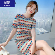 羅蒙（ROMON）夏季連衣裙2022年新款女夏氣質(zhì)設計感法式小個(gè)子直筒冰絲針織裙子 圖片色 XL 120-135斤