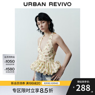 UR2025秋季新款女裝法式碎花掛脖系帶花苞吊帶衫UWG250176 米白印花 XL