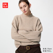 優(yōu)衣庫女裝舒芙蕾半高領(lǐng)針織衫/毛衣毛衫479158 32 深米色 M /160/84A