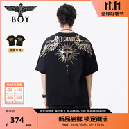 BOY LONDON【暗黑羅盤】夏情侶款短袖權(quán)杖印花炸街潮牌T恤N01906 黑印金N01906 經(jīng)典升級款 XS
