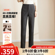 歐莎（OSA）加厚毛呢西裝褲子女秋冬2025年新款高腰煙管褲休閑直筒褲 深灰色 S