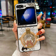 適用三星ZFLIP6電鍍鑲鉆夜貓支架ZFLIP5創(chuàng  )意磁吸無(wú)線(xiàn)充防摔保護殼 txw電鍍點(diǎn)鉆夜貓磁吸支架白色 三星ZFLI 4