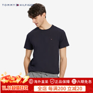 Tommy HilfigerTommy夏季男裝純棉休閑簡約小繡標舒適圓領內搭純色短袖T恤68677 深藍色587 S (：120-130斤)