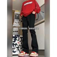 7家優(yōu)品 微喇牛仔褲男士夏季新款美式復古高街休閑彎刀直筒修身長褲子男 HCFS-2003黑色 XL