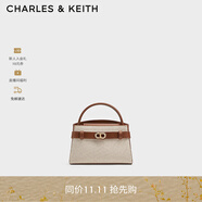 CHARLES&KEITH鱷魚(yú)紋凱莉包手提斜挎婚包包女包生日禮物CK2-50270880-1 CK2-50270880-2灰褐色/米色（新色） S