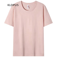 KLDPUS純棉短袖t恤男女同款夏季薄款港風(fēng)青少年學(xué)生白T恤純色半袖 卡其色 S