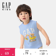 蓋璞男女幼童2025夏季新款印花logo開肩扣棉質(zhì)背心兒童裝767333