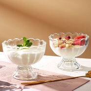 幾物森林 冰激凌玻璃杯透明甜品沙拉碗家用酸奶杯果汁奶昔杯150ml 2只裝