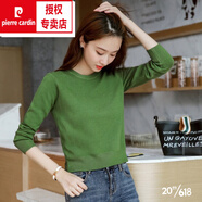 皮爾卡丹（pierre cardin）小個子針織打底衫女秋冬加絨加厚修身短款毛衣高腰保暖羊毛衫上衣 綠色 L