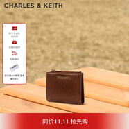 CHARLES&KEITH質感純色包包女包多卡位短款錢包女士生日禮物CK6-10680907 Chocolate巧克力色 XXS