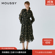 moussy 【歐陽娜娜同款】女裝新款度假連衣裙028GAH30-6140 025花紋黑色 M 00002