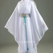 嵩允謝憐cos服天官 白衣 斗笠假發(fā) 鞋子 套裝古裝漢太子悅 謝憐cos服+灰色流蘇腰封 S