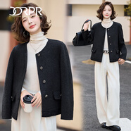 DRPR品牌女裝新品大衣女2025冬季新款小香風外套女時尚減齡百搭顯瘦 黑灰 XL （建議125-140斤）