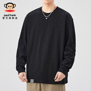 大嘴猴（paul frank）純棉長(cháng)袖T恤男春秋季新款寬松潮牌圓領(lǐng)休閑打底衫百搭潮流上衣服 黑色Q2968C-JB【官方正品】 XL 【建議140-160斤】