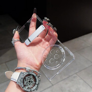 適用vivoxfold3手機殼全透明PCxfold3pro手機套vi保護殼套防摔全 全透明【配鋁合金支架】+鏤空透明邊框 vivo X Fold3