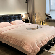 YOLANNA2025兔毛玫瑰花拼接款高克重牛奶絨四件套床上用品冬季保暖少 拼邊款鐘意-粉 床單款 1.2m三件套被套150*200