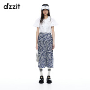 DZZIT【爆款補(bǔ)單】碎花裙明星同款地素連衣裙夏季度假風(fēng)女 深藍(lán)色(半身裙) M