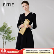 愛特愛（EITIE）氣質(zhì)通勤收腰顯瘦OL西裝連衣裙春秋新款小黑裙女A2407333 固黑色22 L 165