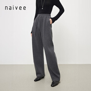 納薇（naivee）商場同款冬新款通勤休閑保暖舒適顯瘦香蕉褲休閑褲女 深灰 S