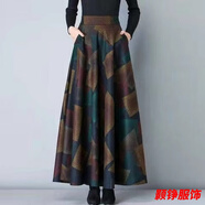 事思處理虧本秋冬格子半身裙女復(fù)古新款大碼中長款a字裙 方塊面料 中長款 M