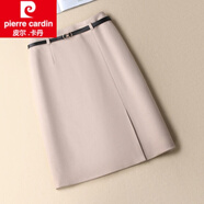 皮爾卡丹（pierre cardin）開(kāi)叉毛呢直筒半身裙女2025秋冬季新款高腰顯瘦氣質(zhì)呢子過(guò)膝中裙春 米白 26S80-95斤