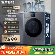 三星（SAMSUNG）AI神洗衣機7系 12KG全自動滾筒AI泡泡凈親寵衣物護理超薄嵌入政府補貼20% 黑 WW12DBLB84GDSC